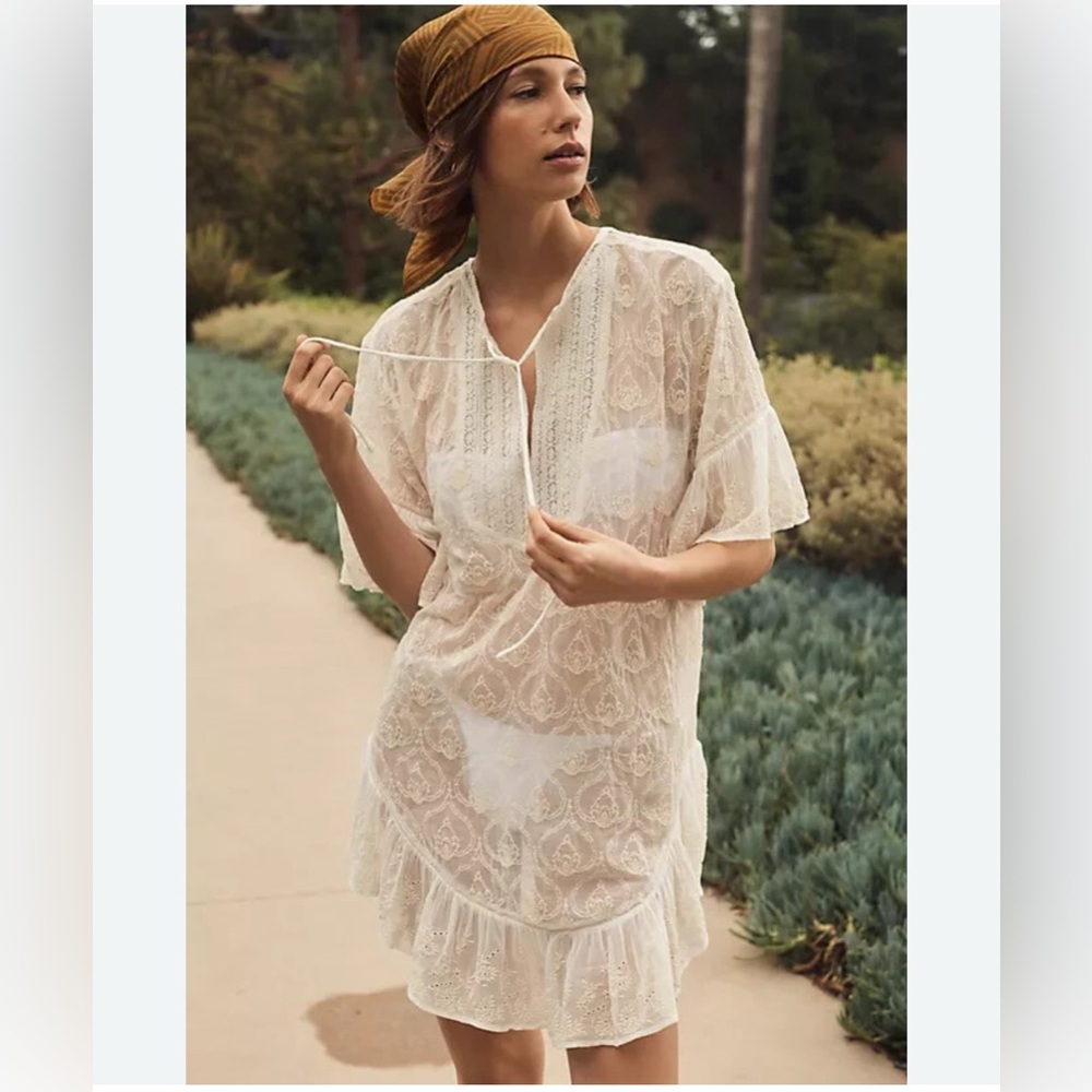 Anthropologie The Deco Tunic Lace Swim Coverup XXS